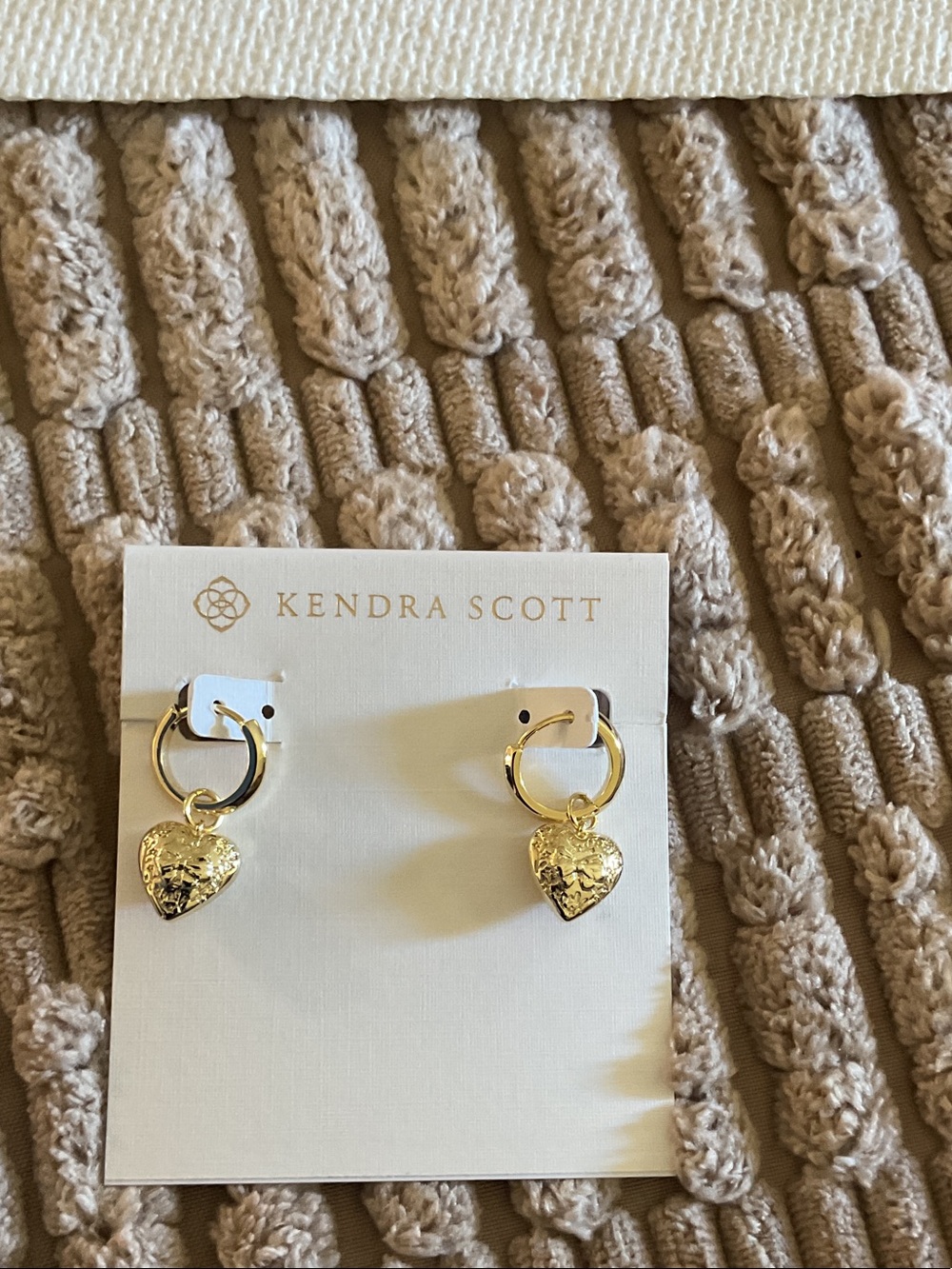 Kendra Scott Textured Gold Heart Hoop Earrings